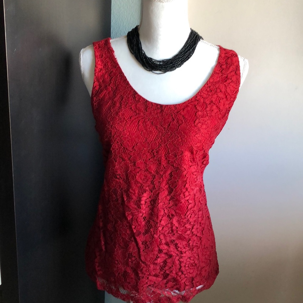 Ann Taylor Factory Red Lace Tank